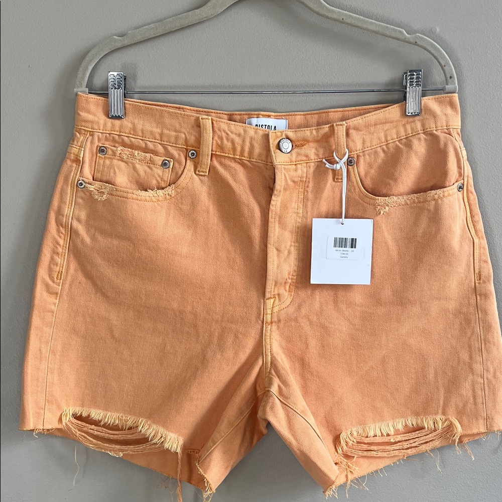 Pistola Devin orange high rise jean shorts size 30 new
